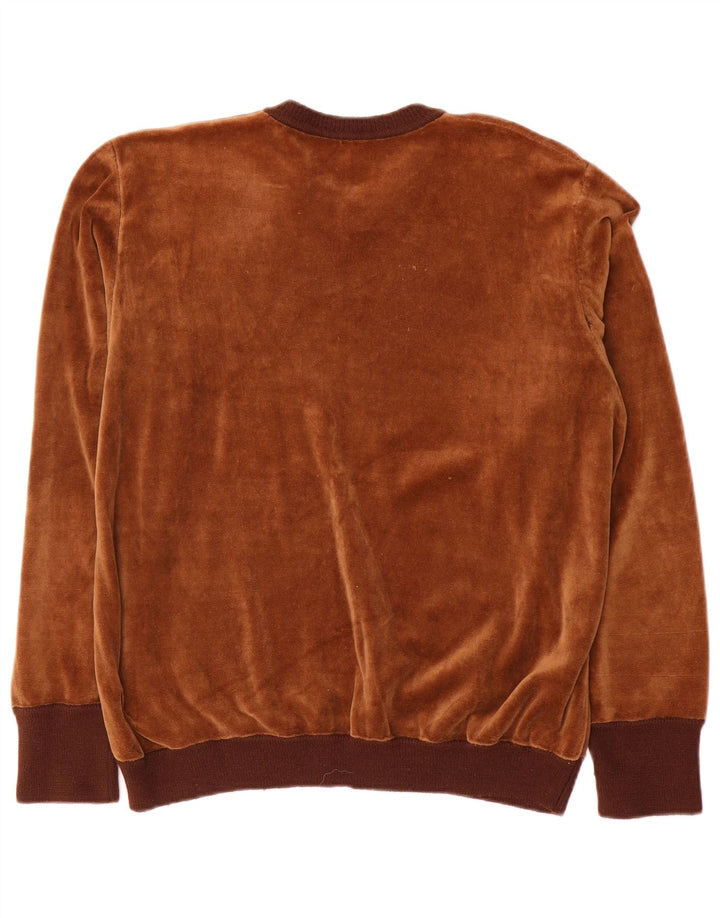 Felpa vintage da uomo in velluto, maglione grande marrone