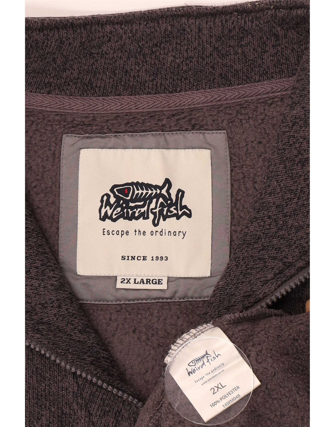 Maglione maglione con collo con zip da uomo Weird Fish 2XL poliestere grigio