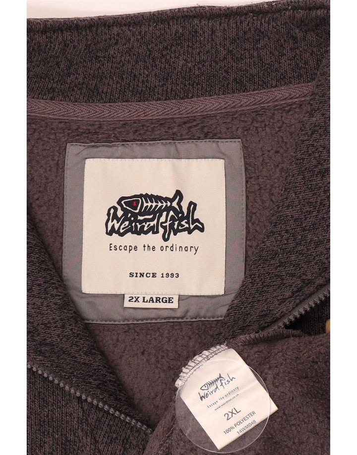 Maglione maglione con collo con zip da uomo Weird Fish 2XL poliestere grigio