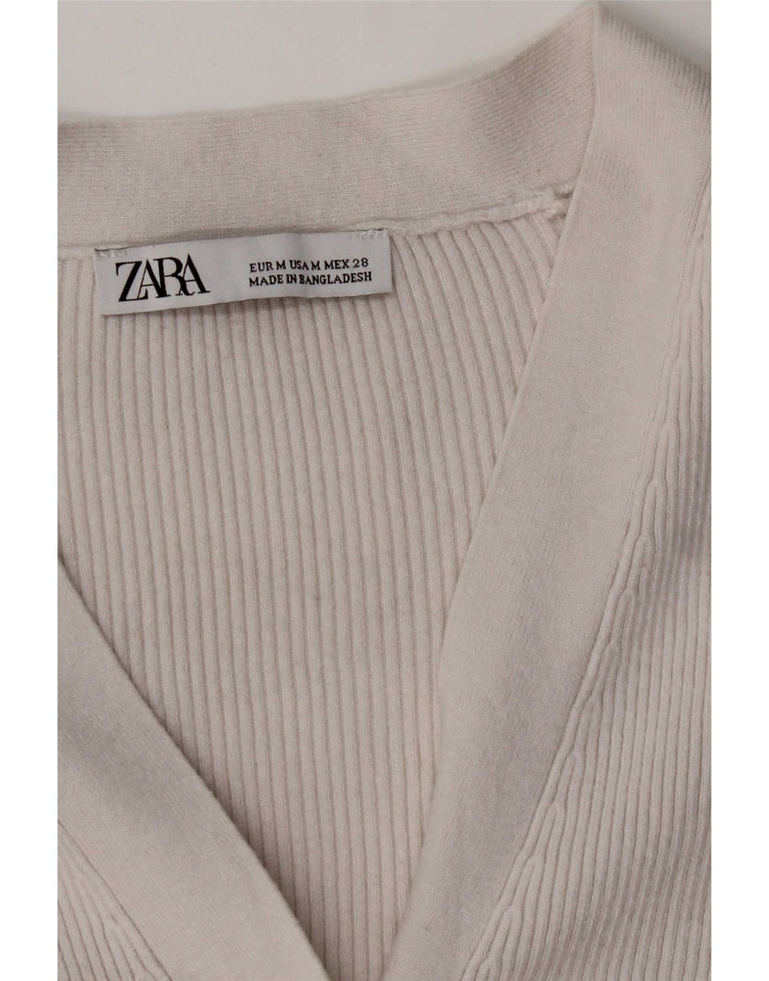 Maglione cardigan corto da donna Zara UK 14 bianco medio
