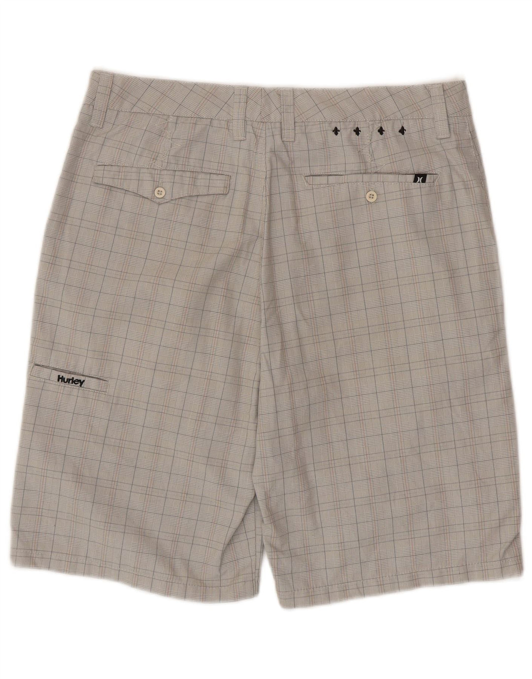 Pantaloncini cargo da uomo HURLEY W32 in poliestere a quadri grigio medio