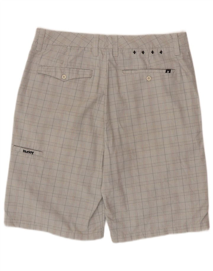 Pantaloncini cargo da uomo HURLEY W32 in poliestere a quadri grigio medio