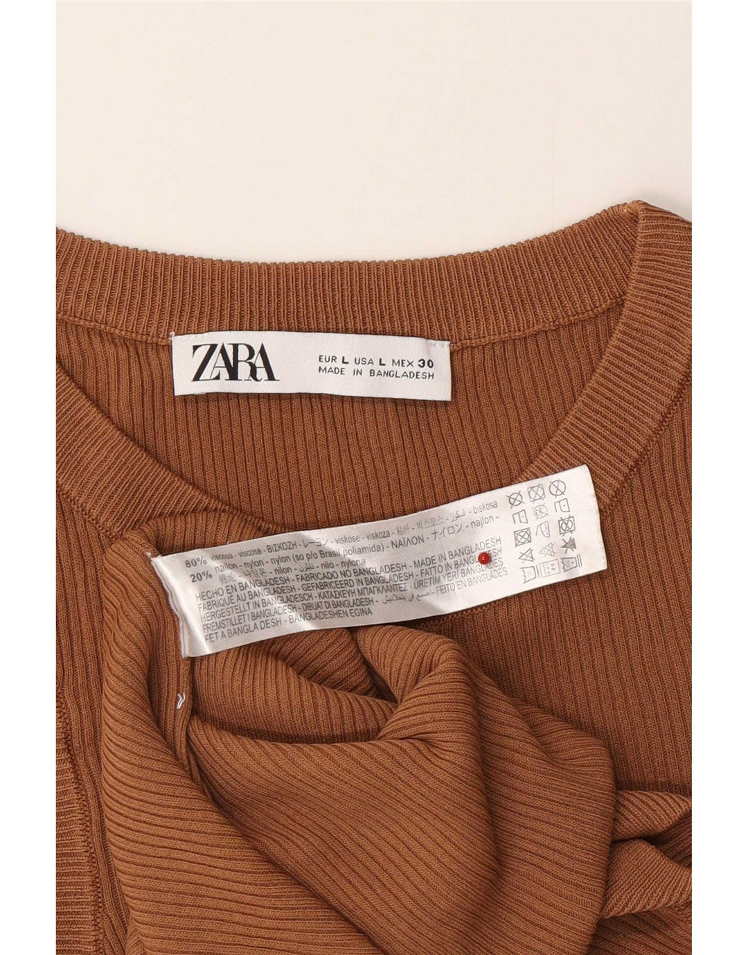 Canotta da donna Zara UK 14 grande in viscosa marrone