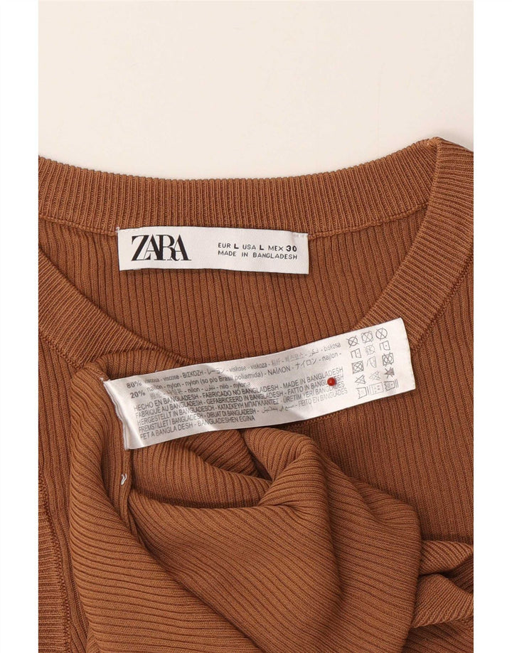 Canotta da donna Zara UK 14 grande in viscosa marrone