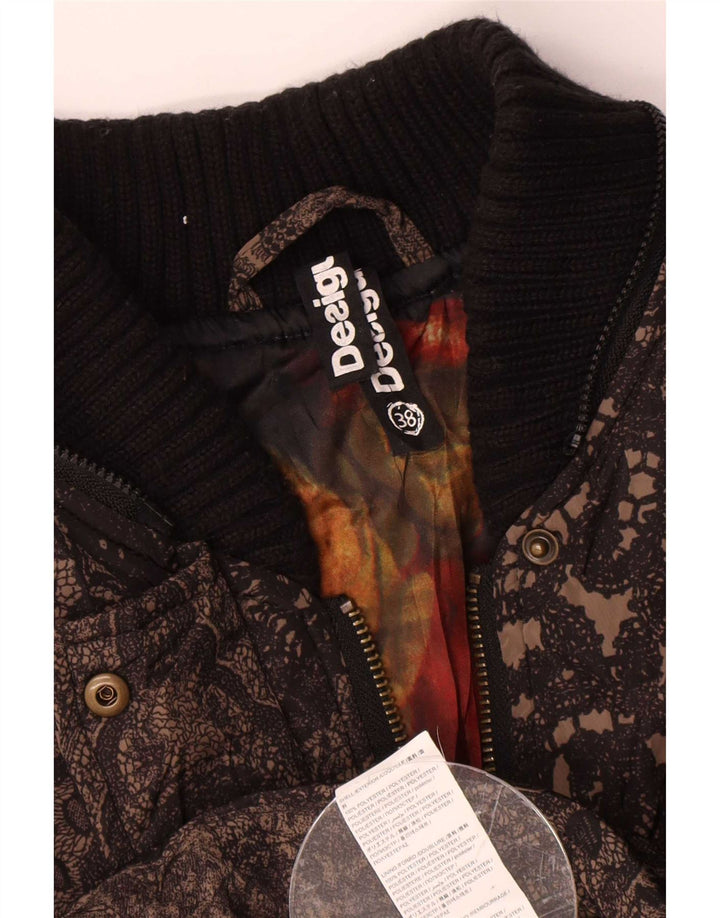 Desigual Giacca imbottita grafica da donna EU 38 Poliestere Paisley marrone medio