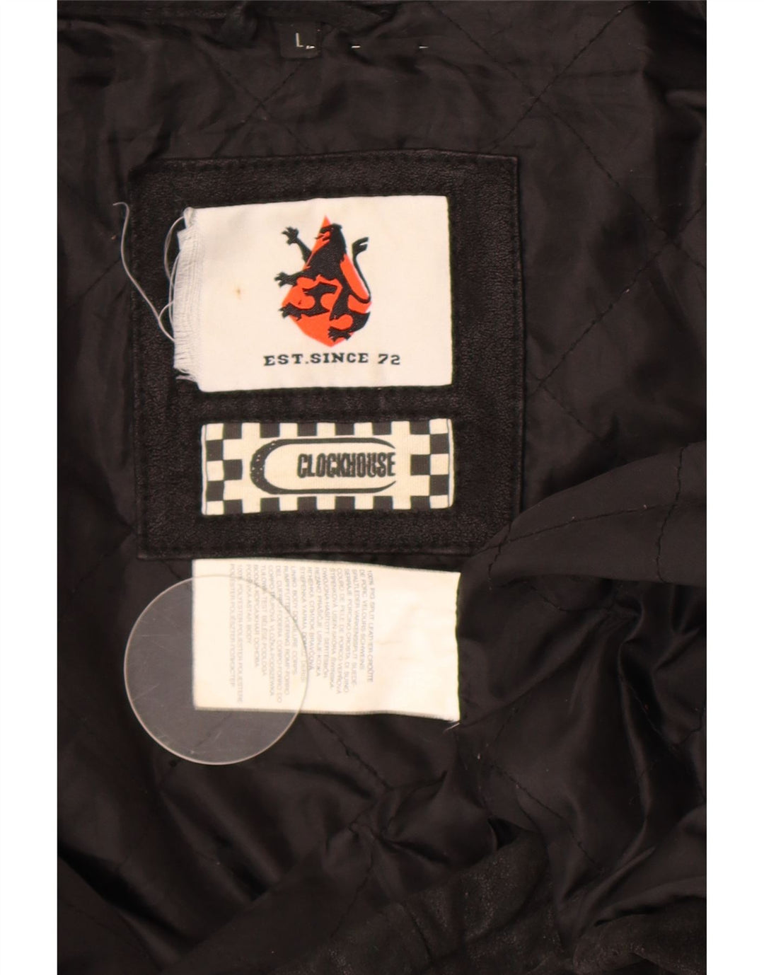 CLOCK HOUSE Giacca da motociclista in pelle da uomo UK 40 Grande pelle nera