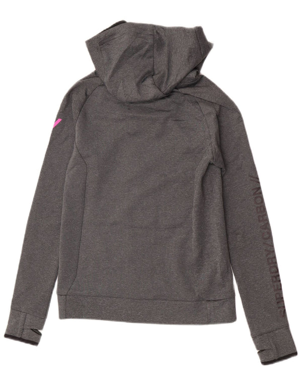 Superdry Womens Graphic Zip Hoodie Sweater UK 10 Small Grey Polyester