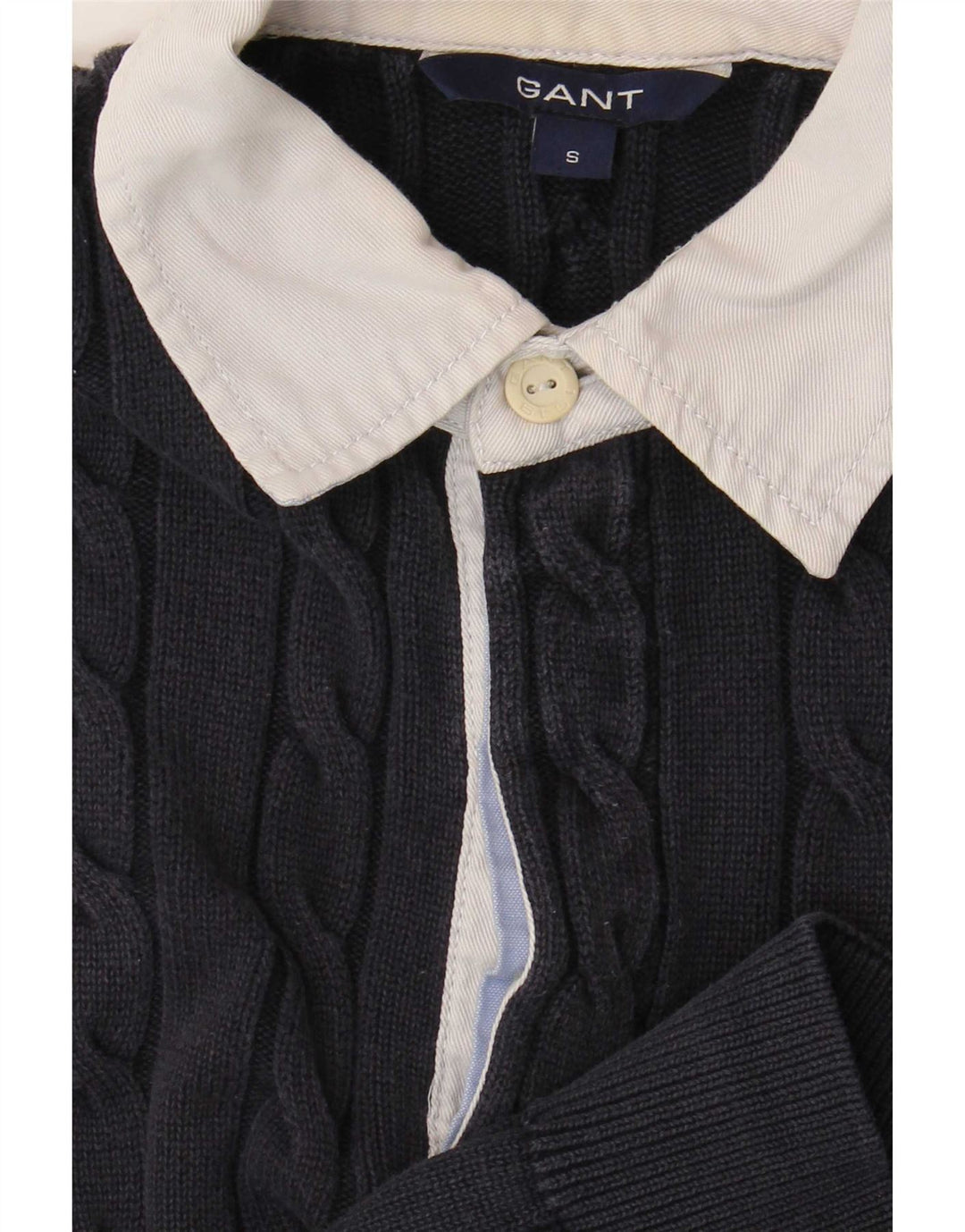 Gant Maglione da uomo con collo a polo piccolo blu navy