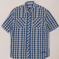 PEPE JEANS Mens Regular Fit Short Sleeve Shirt Medium Blue Check Cotton Vintage PEPE Jeans and Second-Hand PEPE Jeans from Messina Hembry 