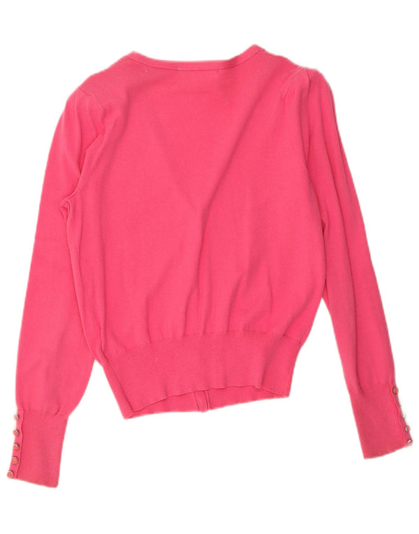 Maglione cardigan da donna Marks & Spencer UK 10 piccolo cotone rosa