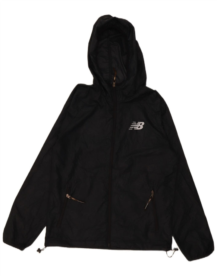 Giacca antipioggia con cappuccio grafica da uomo New Balance UK 36 piccola poliestere nero