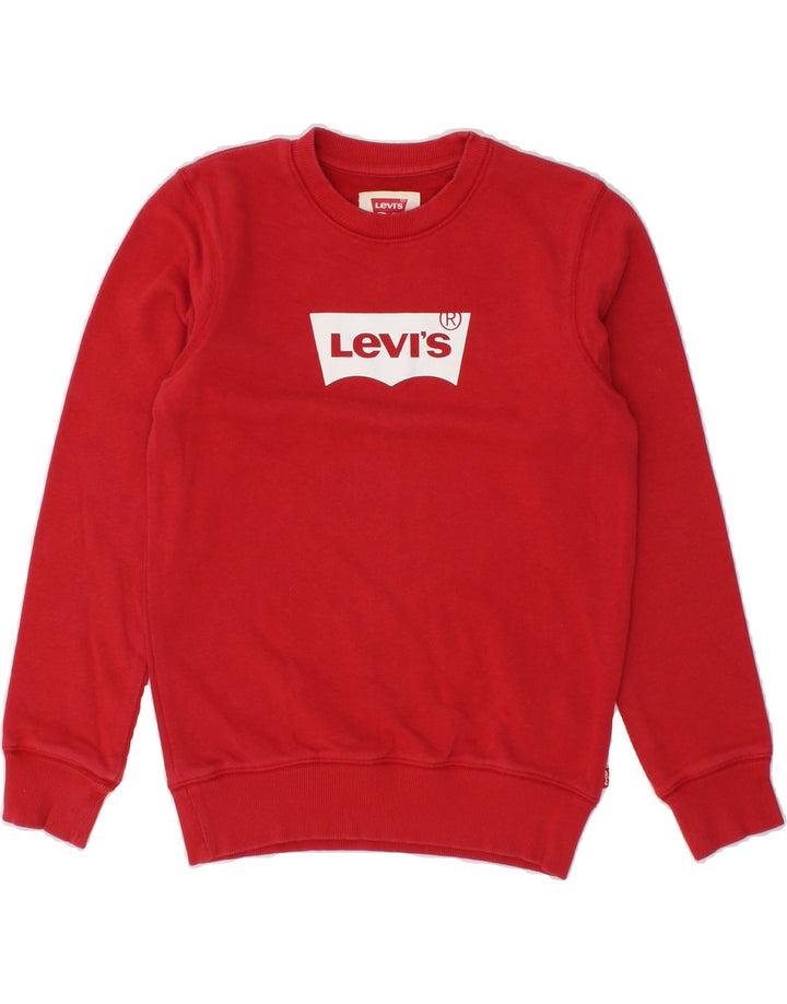 LEVI'S Boys Graphic Sweatshirt Jumper 11-12 Years Red Cotton Vintage Levi's and Second-Hand Levi's from Messina Hembry 