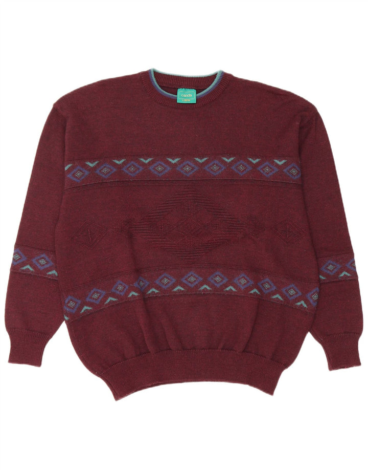 Canda Maglione girocollo da uomo IT 52/54 Grande bordeaux a rombi/diamante