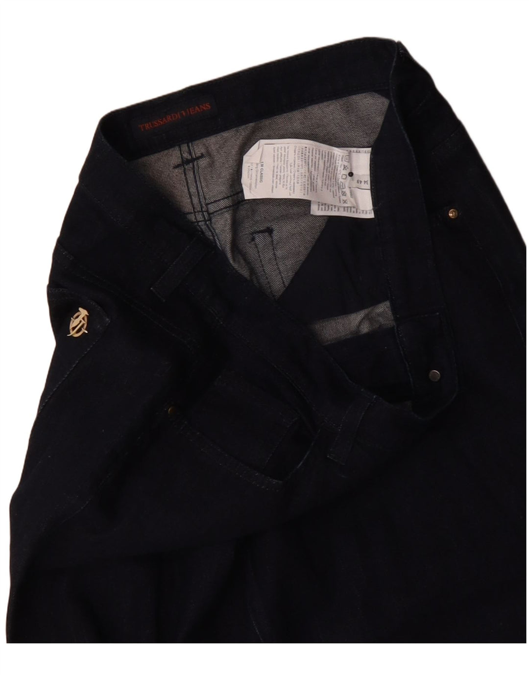 Jeans Dritti Donna Trussardi IT 48 XL W34 L28 Blu Navy Poliestere