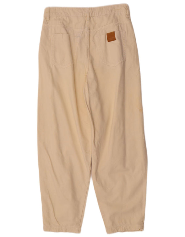 Pantaloni casual larghi a vita alta da donna Zara EU 38 Small W28 L26 Beige