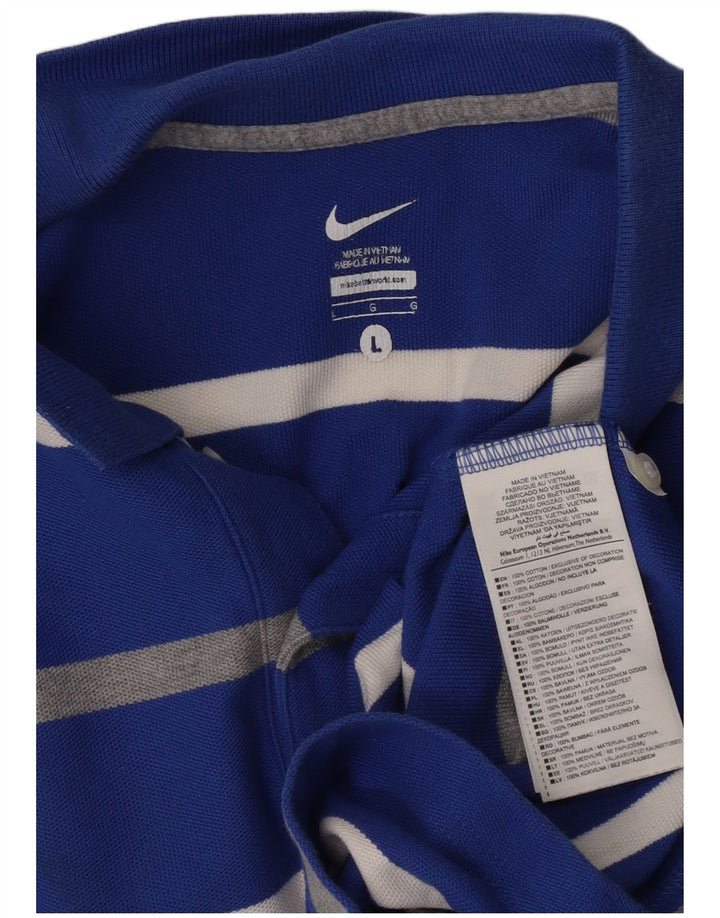Polo NIKE da uomo in cotone a righe grandi blu
