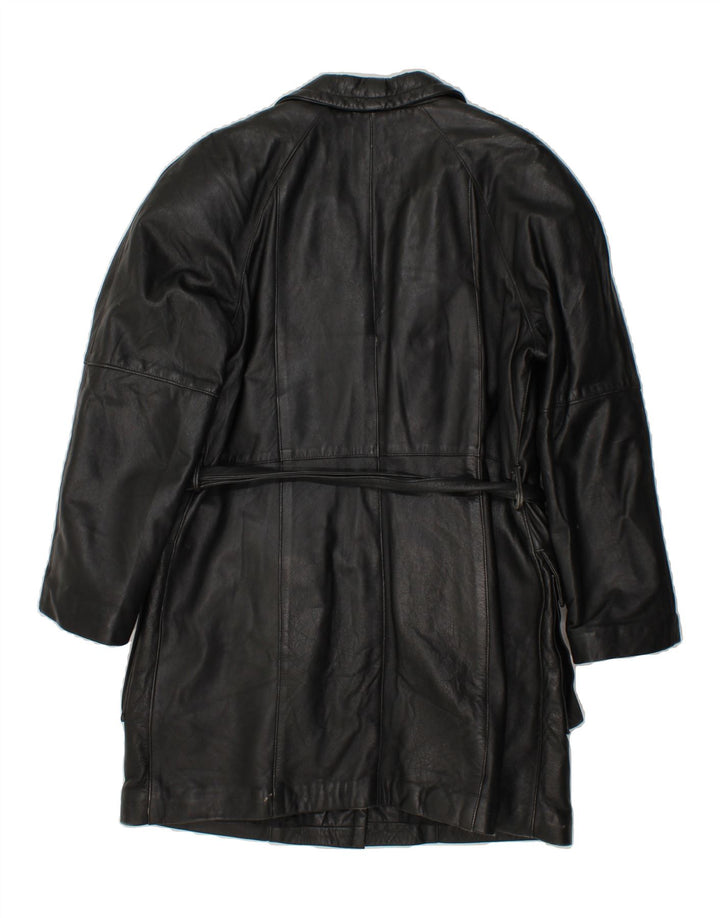 VINTAGE Womens Leather Coat UK 14 Medium Black Leather Vintage Vintage and Second-Hand Vintage from Messina Hembry 