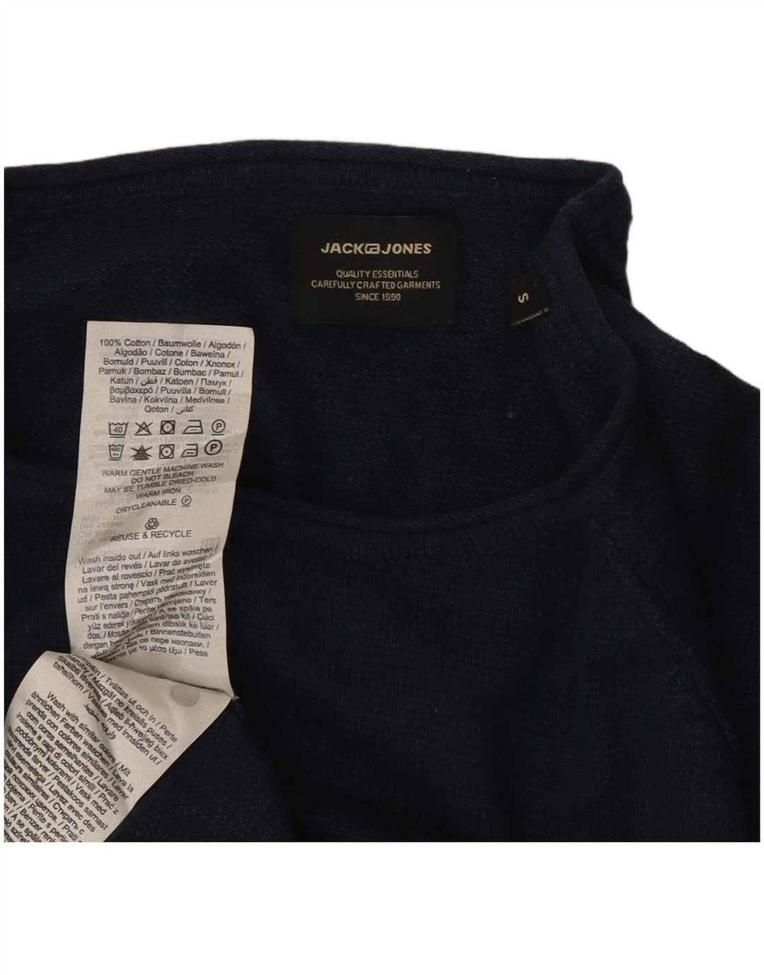 Maglione maglione girocollo da uomo Jack & Jones piccolo in cotone blu navy