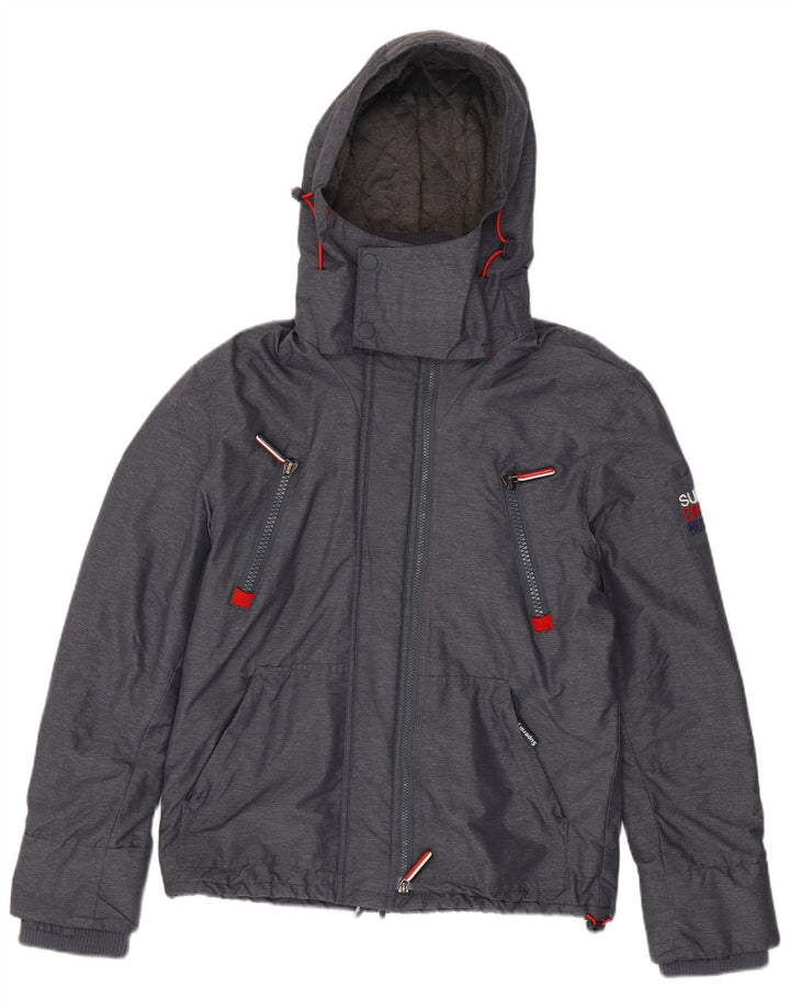 Giacca a vento con cappuccio da uomo SUPERDRY UK 38 Poliestere grigio medio