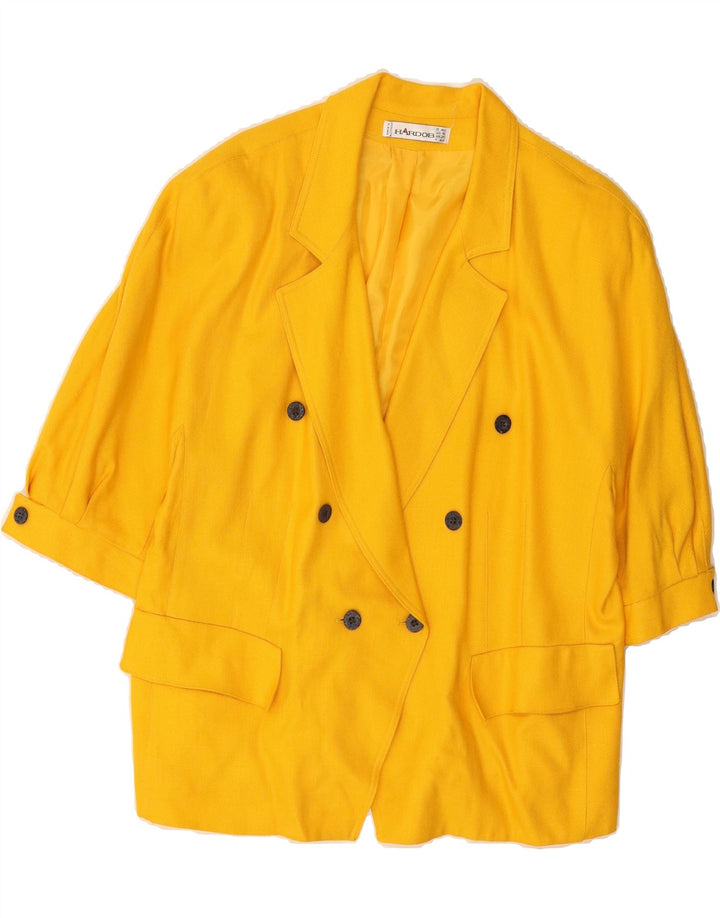 HARDOB Womens 3/4 Sleeve Double Breasted Blazer Jacket UK 20 2XL Yellow Vintage Hardob and Second-Hand Hardob from Messina Hembry 