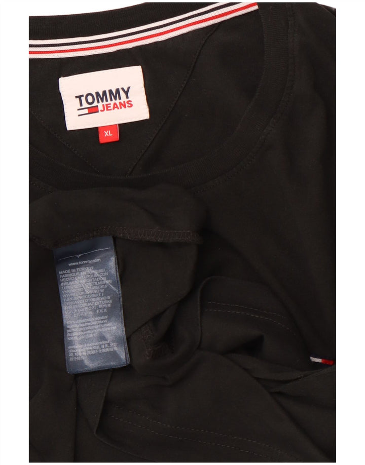TOMMY HILFIGER T-shirt da uomo Top XL in cotone nero