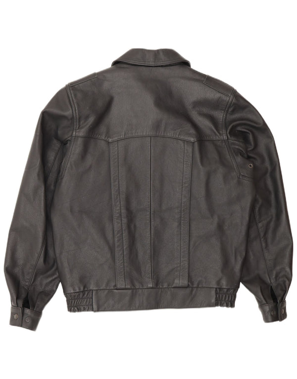 Giacca in pelle vintage da donna UK 18 XL nera