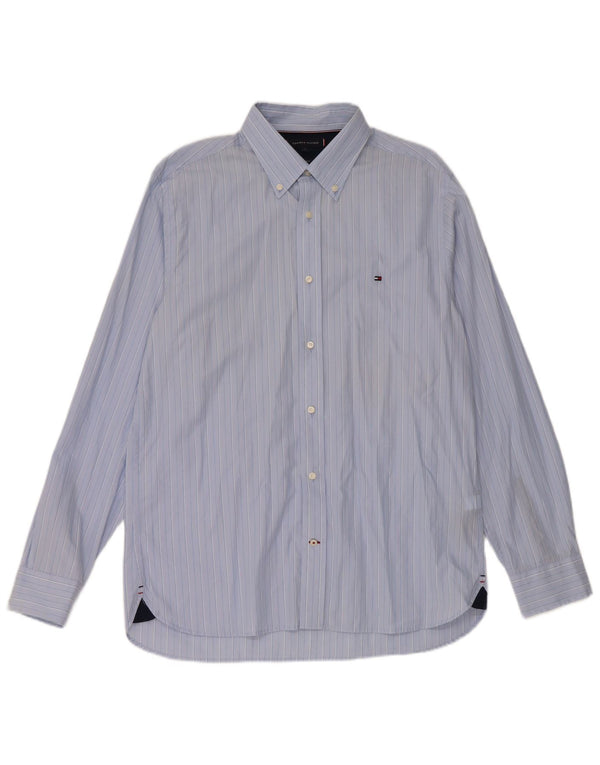 Camicia da uomo Regular Fit Tommy Hilfiger Large Blu Gessato Cotone