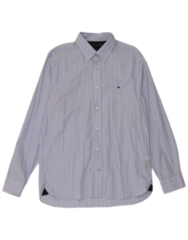 Camicia da uomo Regular Fit Tommy Hilfiger Large Blu Gessato Cotone