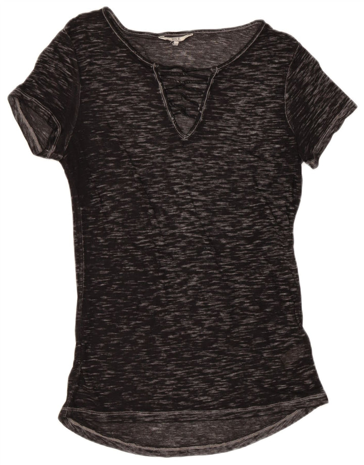 T-shirt trasparente da donna BKE Top UK 10 piccolo cotone chiazzato nero