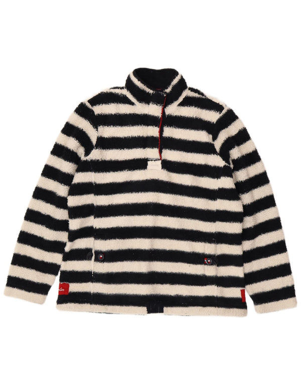 Joules Maglione in pile oversize da donna UK 14 Grande poliestere a righe nere