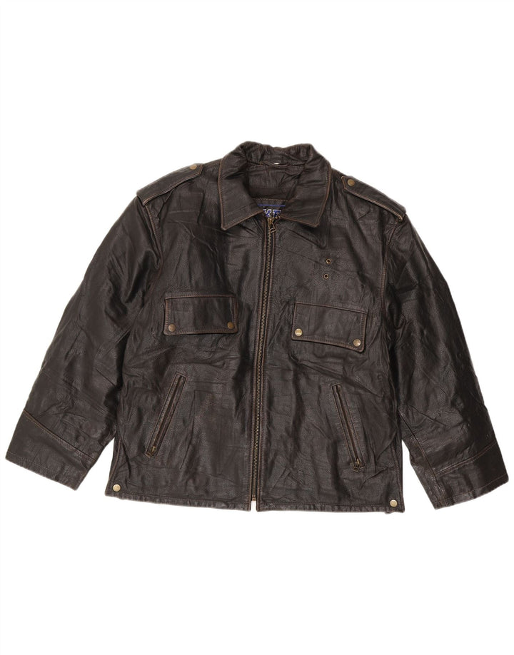 Giacca da motociclista in pelle da uomo Bikers IT 52 XL Pelle marrone