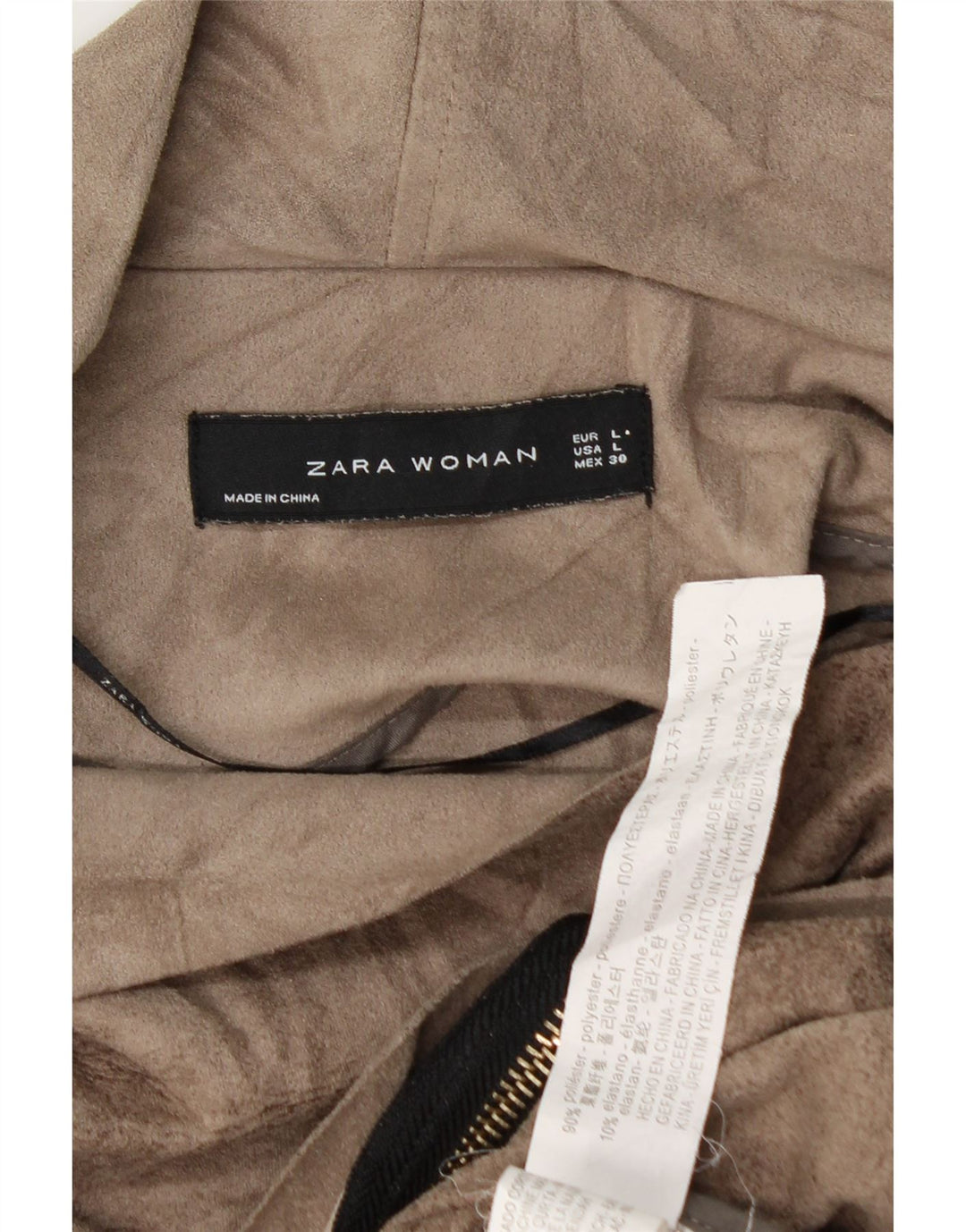 Giubbotto bomber corto da donna ZARA UK 14 grande poliestere marrone tie-dye