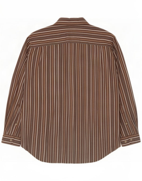 Camicia da uomo Marlboro Classics Large in cotone a righe marroni