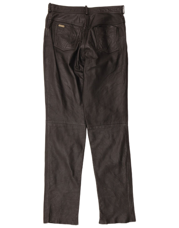 Pantaloni slim in pelle da uomo Linus W34 L34 neri