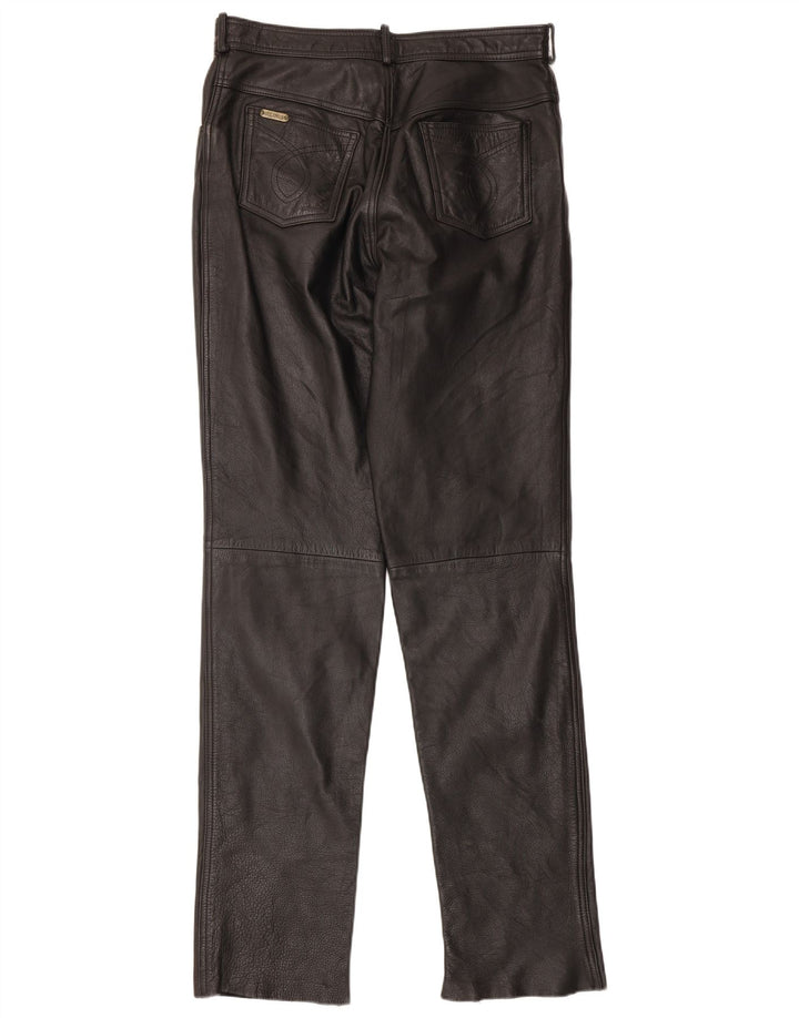 Pantaloni slim in pelle da uomo Linus W34 L34 neri