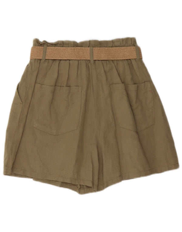 Pantaloncini chino a vita alta da donna Zara medi W30 lino kaki