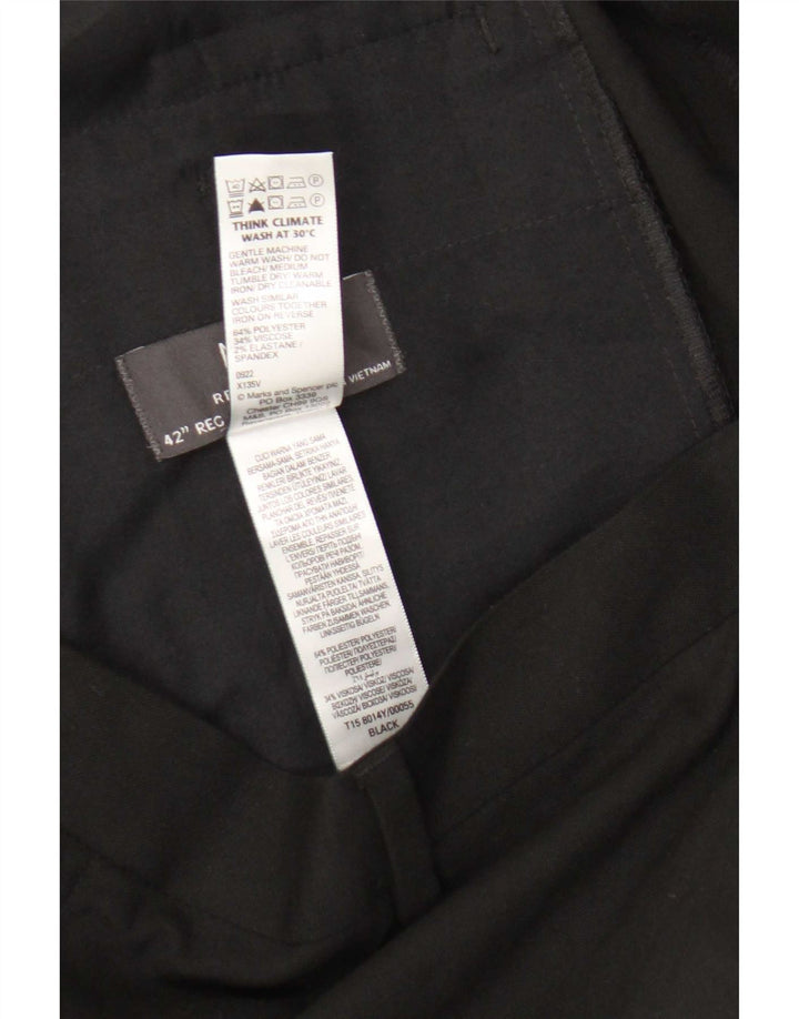 Pantaloni da abito vestibilità regolare da uomo Marks & Spencer W42 L31 poliestere nero