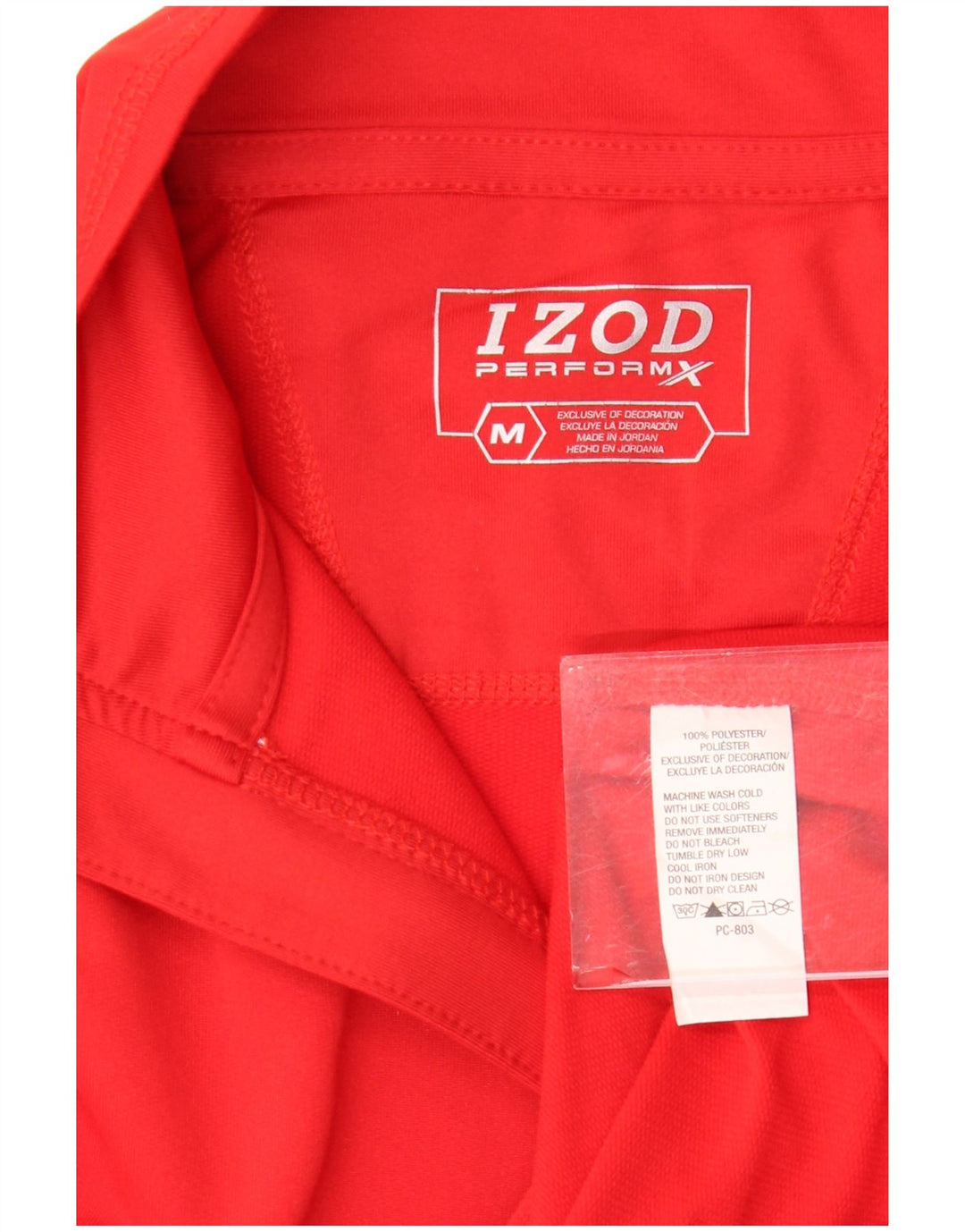 Top da tuta da uomo con zip e collo Izod in poliestere rosso medio