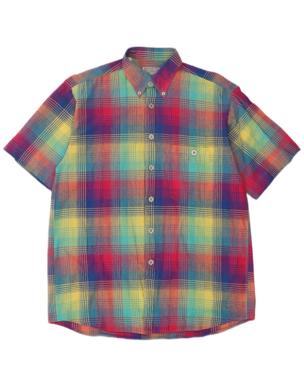 Camicia a maniche corte da uomo Rudnick taglia 39/40 a quadri multicolore medio