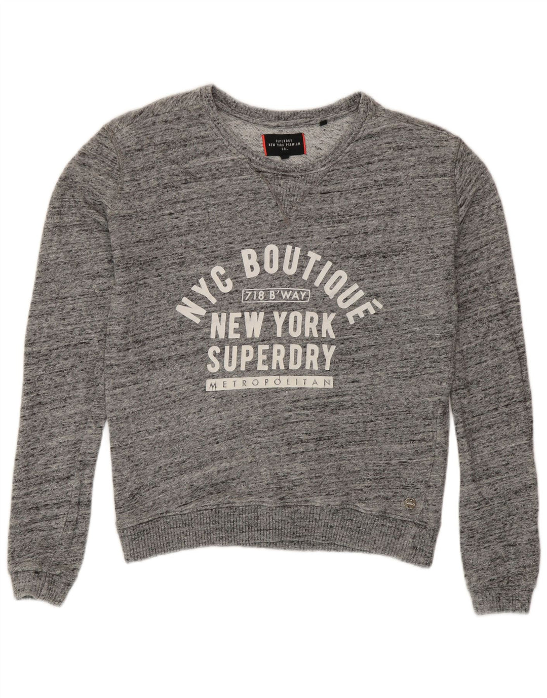 Felpa con grafica da donna Superdry Maglione UK 10 Small Grey Flecked