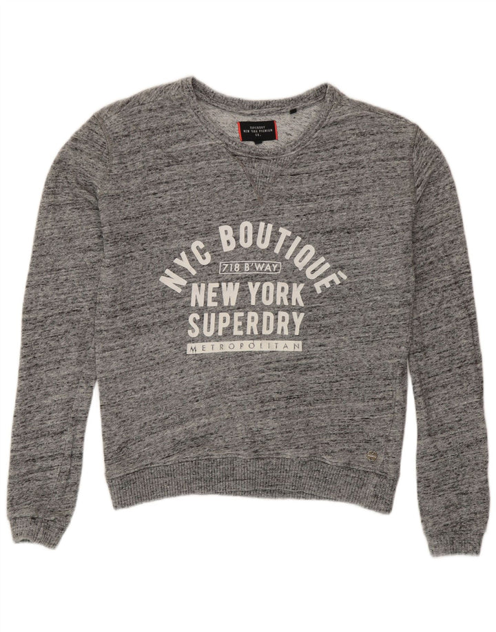 Felpa con grafica da donna Superdry Maglione UK 10 Small Grey Flecked