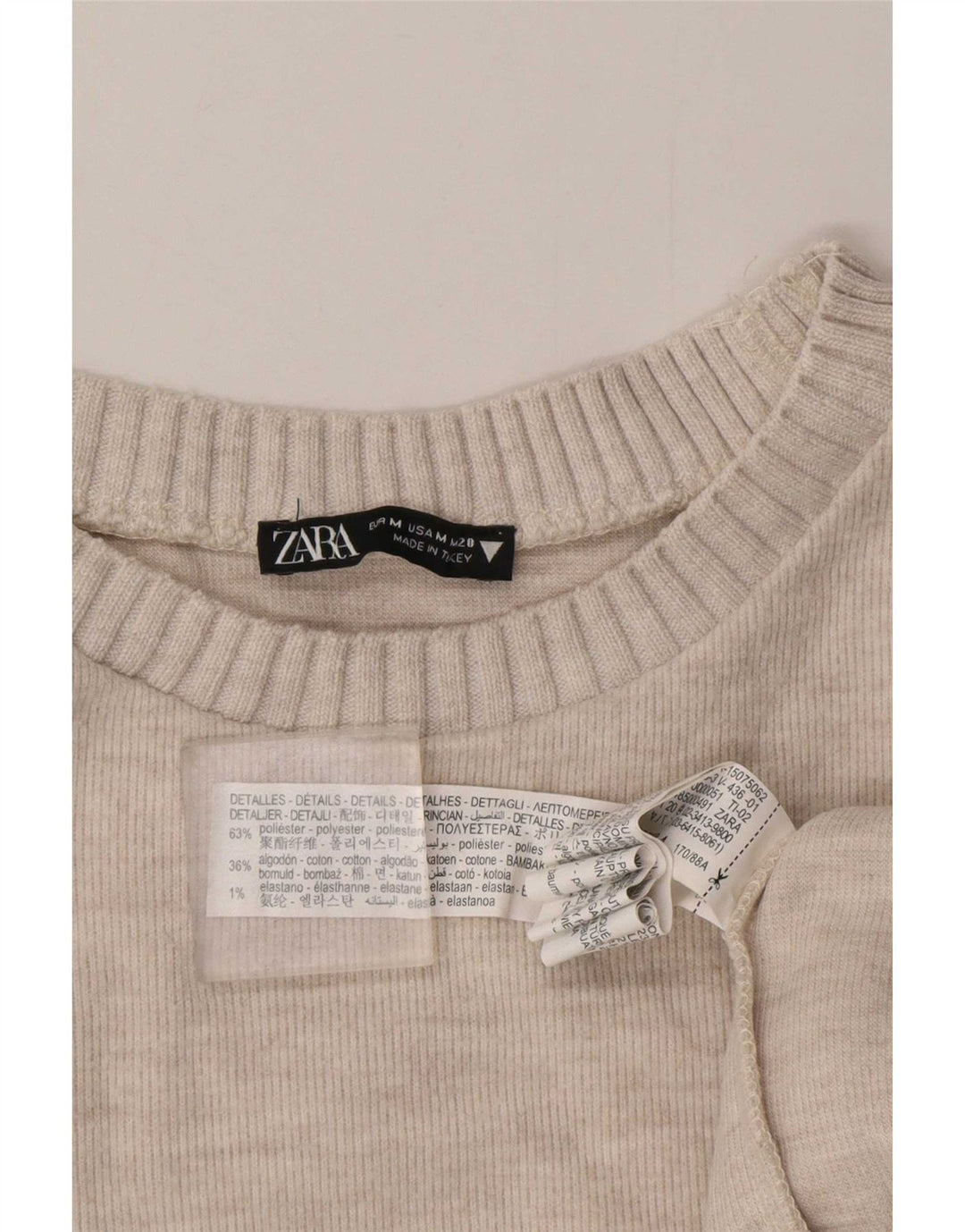 Maglione maglione con scollo a barca da donna Zara UK 14 Poliestere grigio medio