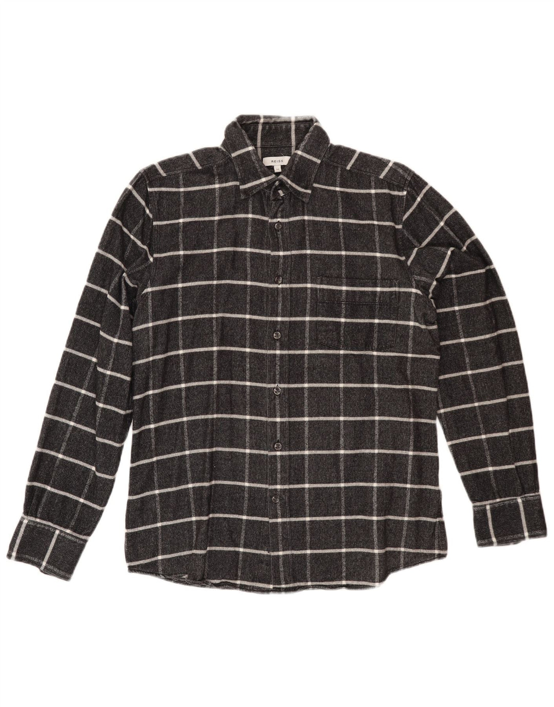 Camicia di flanella da donna REISS UK 14 Cotone a quadri grigio medio