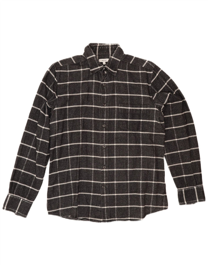 Camicia di flanella da donna REISS UK 14 Cotone a quadri grigio medio