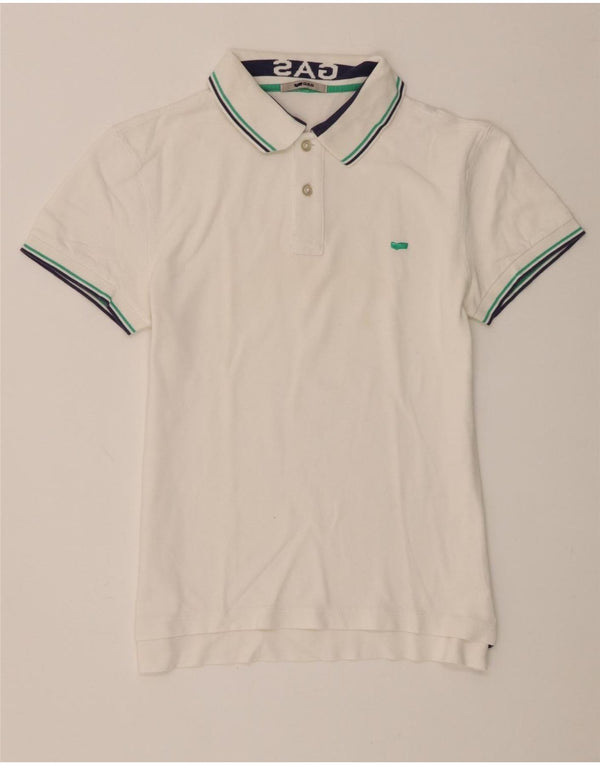 Polo da donna Gas UK 10 piccola in cotone a righe bianche