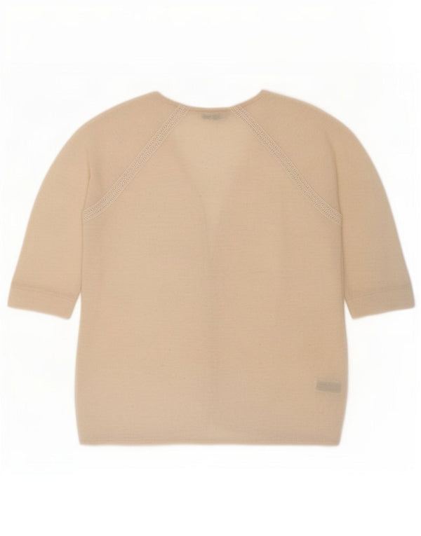 Marks & Spencer Womens 3/4 Sleeve Cardigan Sweater UK 14 Large Beige