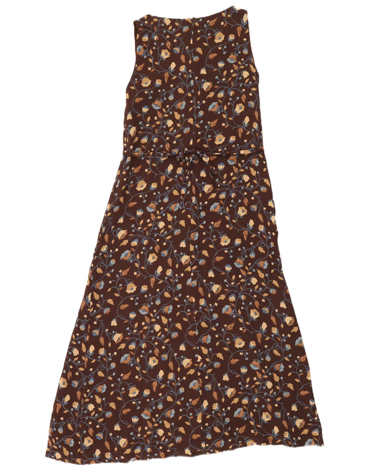 Abito lungo senza maniche vintage da donna IT 44 marrone medio floreale