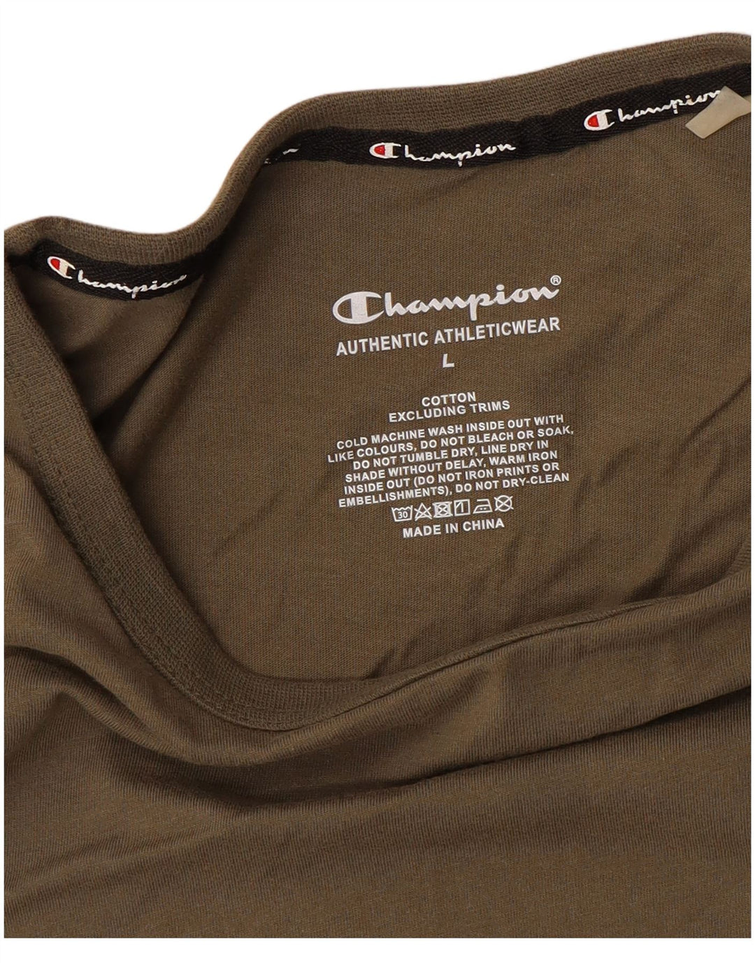 CHAMPION Top grafico da uomo a maniche lunghe in cotone marrone grande