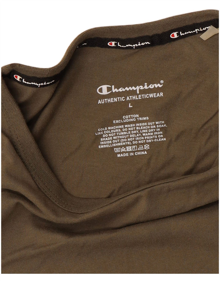 CHAMPION Top grafico da uomo a maniche lunghe in cotone marrone grande