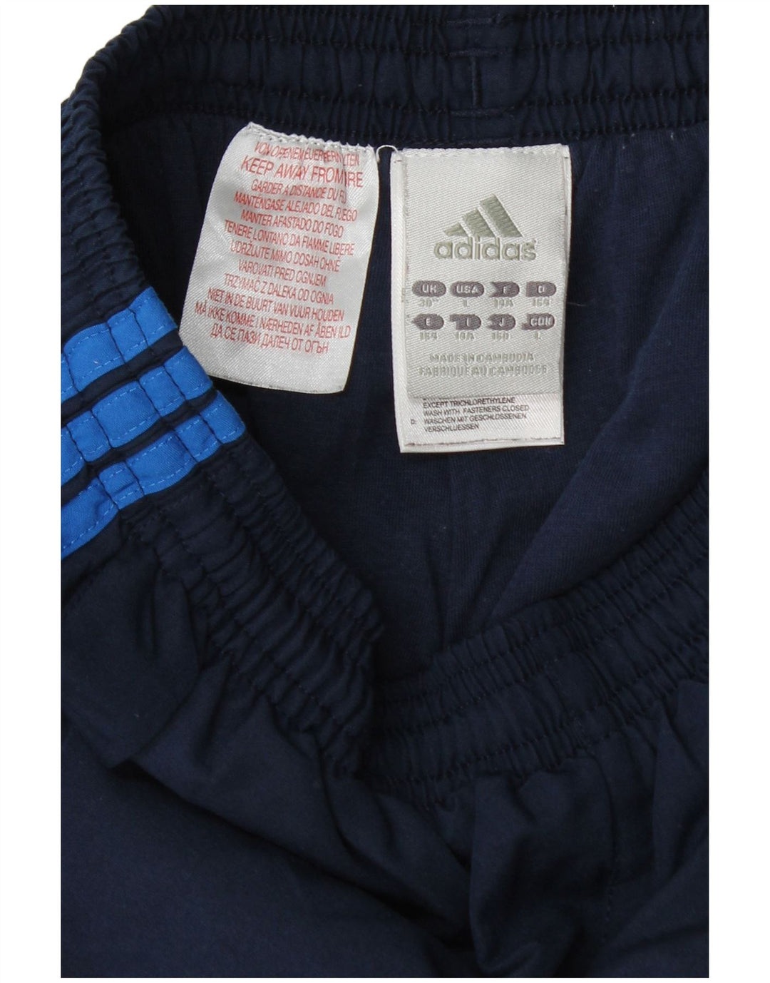 Pantaloni della tuta da ragazzo Adidas 13-14 anni in poliestere color block blu navy